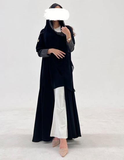 عباية كريب اسود ولنن خيشه