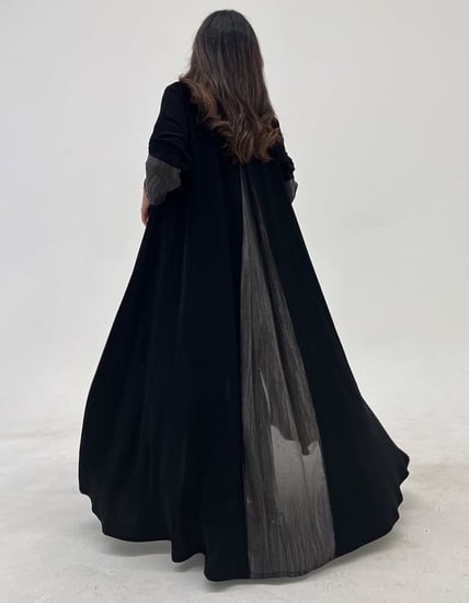 عباية كريب اسود ولنن خيشه