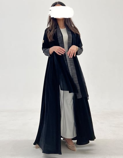 عباية كريب اسود ولنن خيشه