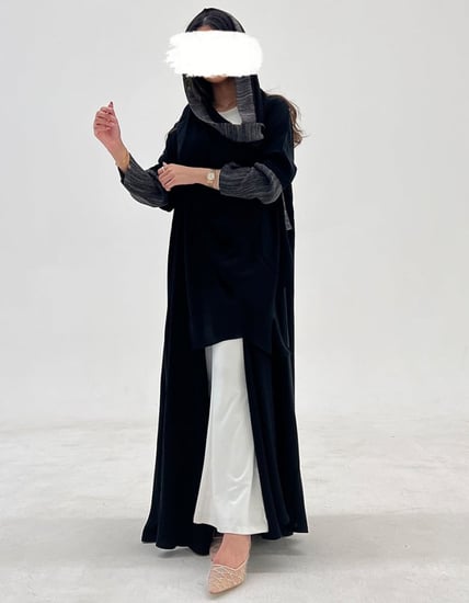 عباية كريب اسود ولنن خيشه