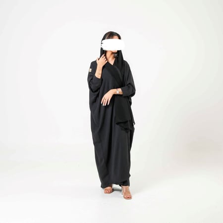 عبايه سوده ساده نص فراشة كريب - عبايات سرداب