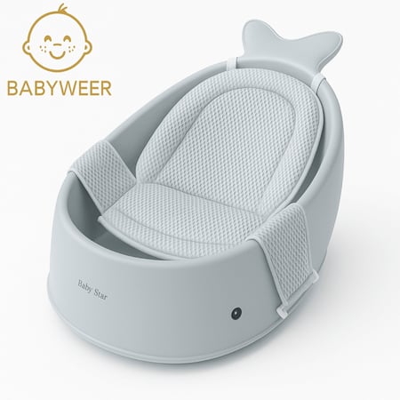 بانيو الحوت لحديثي الولادة بلون رمادي