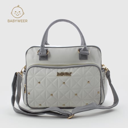 شنظ غيار الحفاظة لون رمادي جلد بتطريز