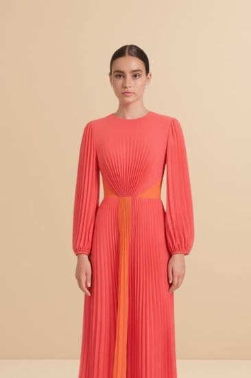 فستان احمر بقصة كسرات