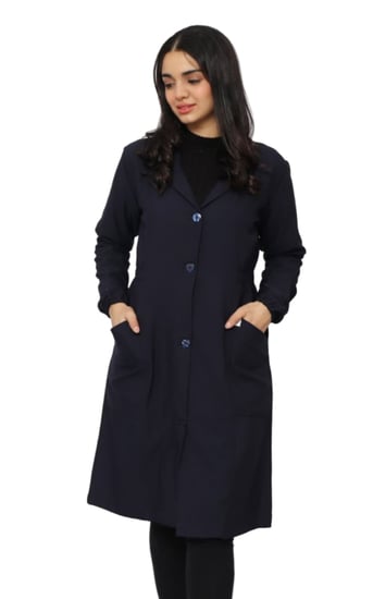 لابكوت كحلي نسائي سواريه بطول 38 إنش بقصة مميزة