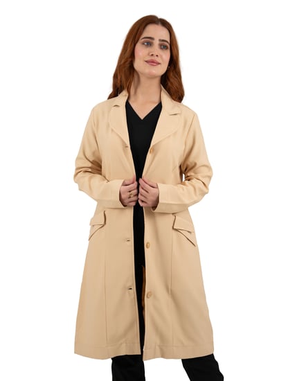 لابكوت نسائي بيج طويل 38 إنش ماجستي بخامة مرنة مقاومة للتجعد