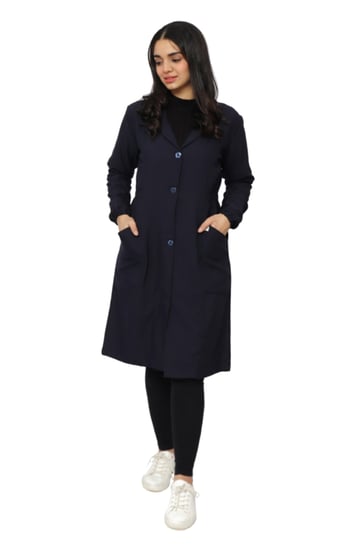 لابكوت كحلي نسائي سواريه بطول 38 إنش بقصة مميزة