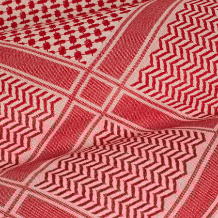 شماغ كشميري كلاسيك صوف  احمر على بيج موديل 2025