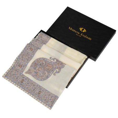 غترة شال ميرينو كشمير الشتوية أصدار 2025 لون ازرق على بني