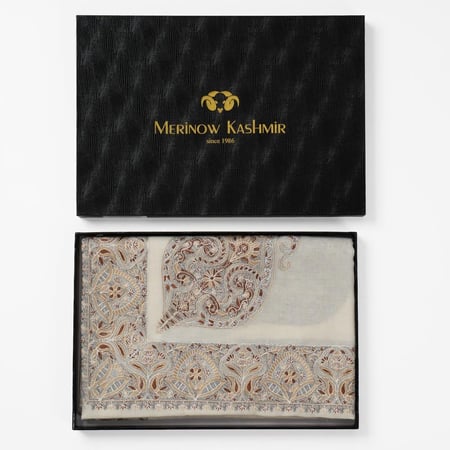 غترة شال ميرينو كشمير الشتوية أصدار 2025 لون بني على رصاصي