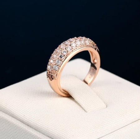 خاتم نسائي مطلي بالذهب مقاس 7.25 أمريكي