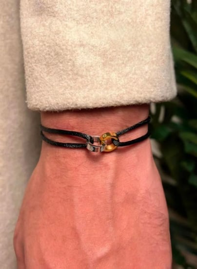 اسواره Cartier خيط اسود حلق فضي و ذهبي