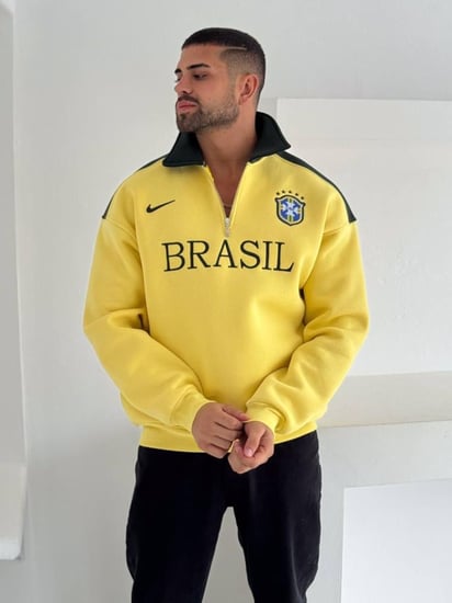 سويتر منتخب البرازيل الأصفر الكلاسيكي بخامة فاخرة | لورد