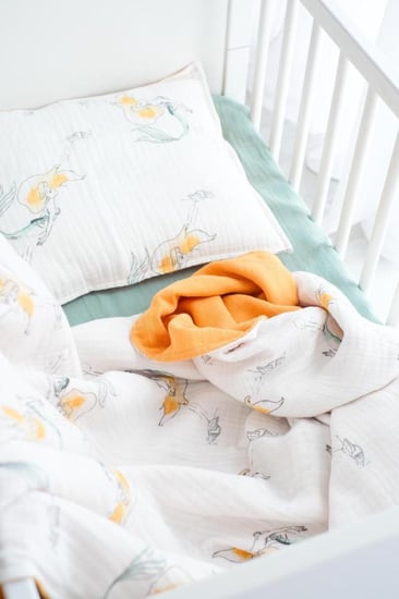 طقم شراشف مهد أطفال موسلين 3 قطع بنقوش حورية البحر Anakucagl سكري وأخض