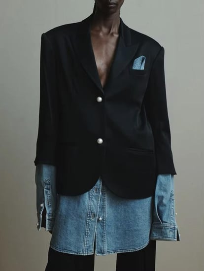 Blazer with Denim Accent