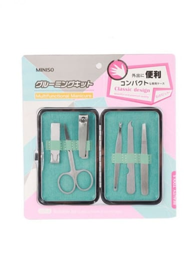 مجموعة من 6 أدوات للعناية بالأظافر بعلبة حافظة باللون الأخضر