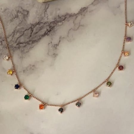 تشوكر colorful فضة استرلينية عيار 925 - Rose Gold
