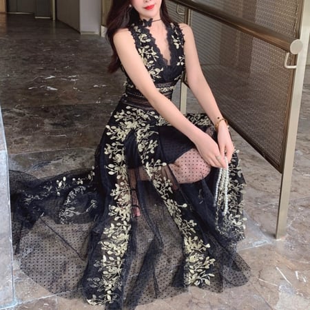 فستان تل طويل