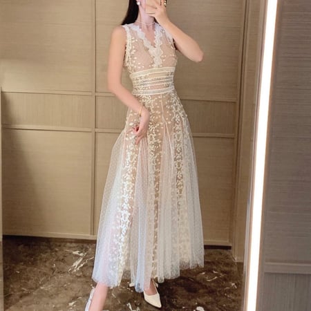 فستان تل طويل