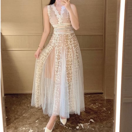 فستان تل طويل