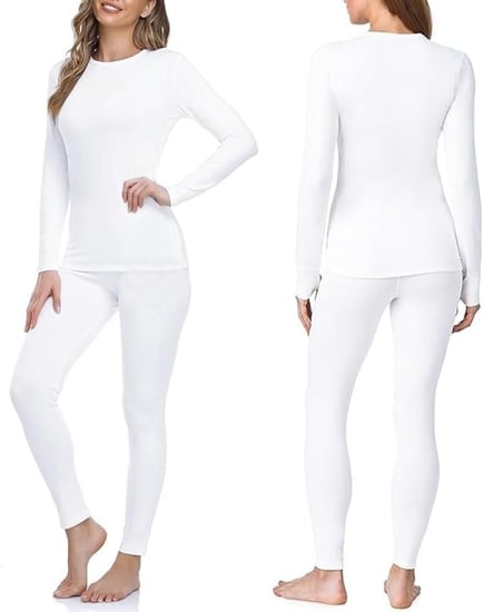 ملابس داخلية حرارية نسائية مبطنة بالصوف طبقة أساسية ناعمة بملمس كشمير للشتاء