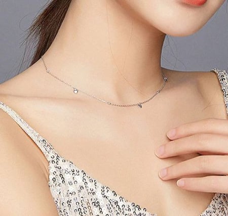 طقم قلوب من الفضة الاسترليني عيار 925 مكون من سلسلة واسوارة