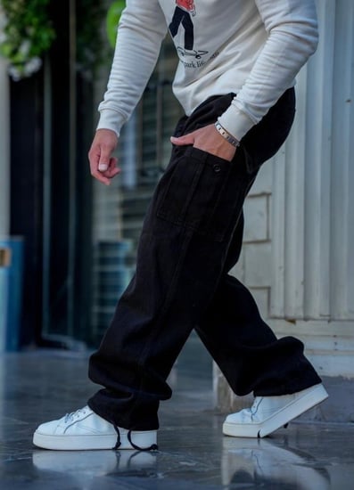 جنز اوفر سايز لون أسود