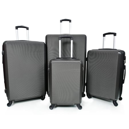 مورانو طقم شنط سفر 4 قطع فايبر بشكل مموج حديث الطراز رمادي غامق