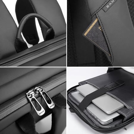 شنطة ظهر رجالية للترفيه والأعمال الطلابية حقيبة كمبيوتر ذات سعة كبيرة (أسود)