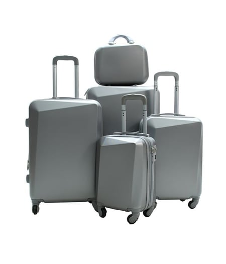 حقايب سفر من 5 قطع لون فضي