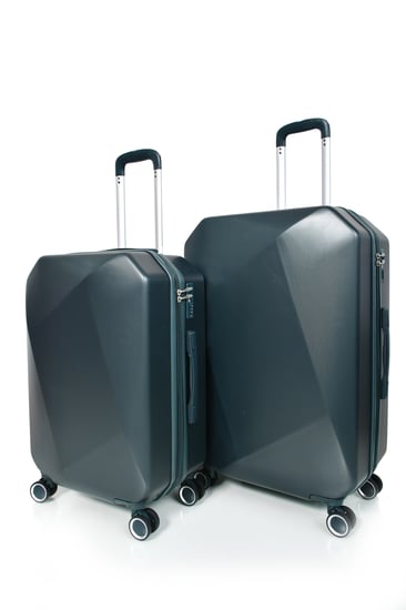 طقم شنط سفر مورانو فايبر بتصميم معين هندسي مكون من 4 قطع أخضر غامق