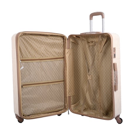 مورانو طقم شنط سفر فايبر من 4 قطع منقوش يج مع بني فاتح