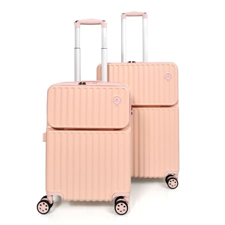 مورانو طقم شنط سفر فايبر 2 قطع وردي