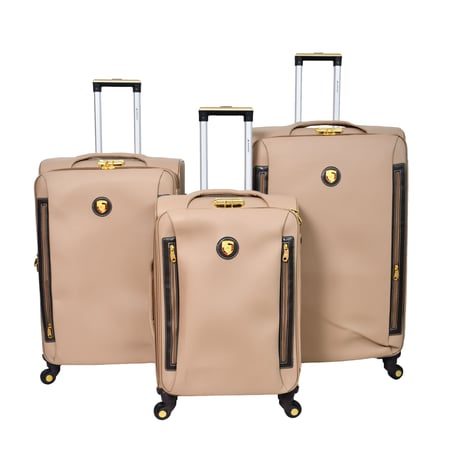 طقم حقائب سفر 4قطع من مورانو جلد فاخر بيج كاكي