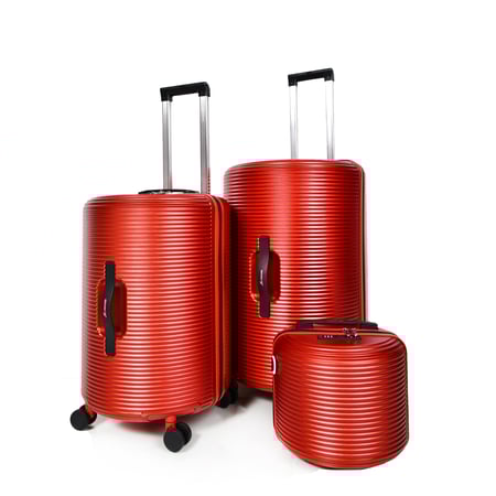 طقم شنط سفر مورانو 4 قطع بتصميم أسطواني جديد أحمر