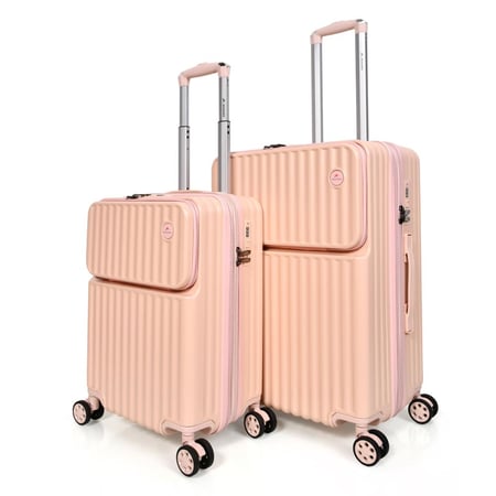 مورانو طقم شنط سفر فايبر 2 قطع وردي