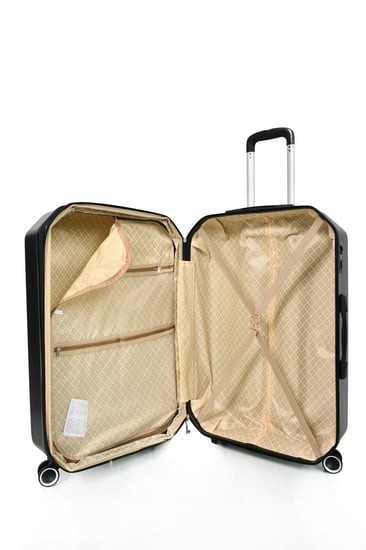 طقم شنط سفر مورانو فايبر بتصميم معين هندسي مكون من 4 قطع أسود