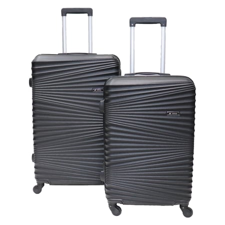 طقم شنط سفر مورانو فايبر من 4 قطع مع شنطة مكياج بملمس مموج أسود