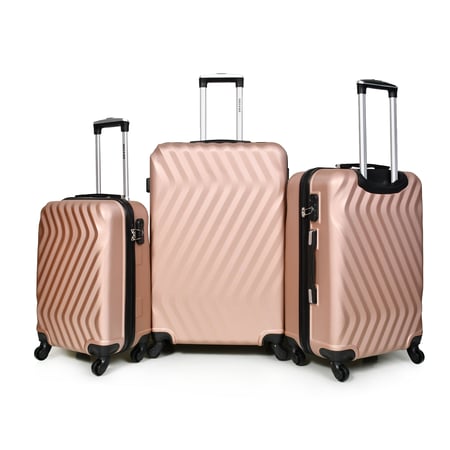 مورانو طقم شنط سفر فايبر ثلاثة قطع روز