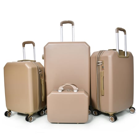 مورانو طقم شنط سفر 3 قطع فايبر مع شنطة مكياج راقي برونزي