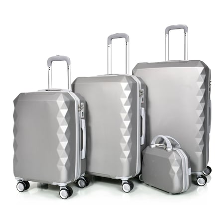 مورانو طقم شنط سفر فايبر 4 قطع سلفر