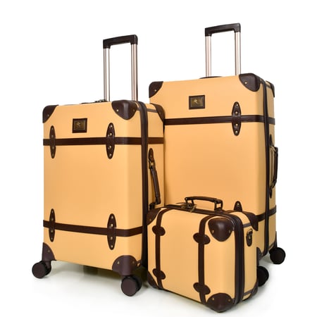 طقم شنط سفر كلاسيك جلد بلكامل مورانو اربع قطع ذهبي