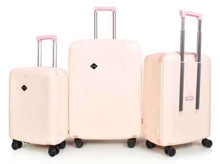 مورانو طقم شنط سفر بولي كربونيت pp ثلاثة قطع لون وردي  ضد الكسر