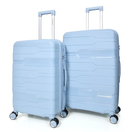 طقم حقائب سفر من مورانو من البولي بروبلين من 3 قطع و 4 عجلات دوارة مع قفل مدمج نوع TSA لون سماوي