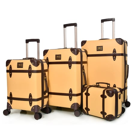 طقم شنط سفر كلاسيك جلد بلكامل مورانو اربع قطع ذهبي