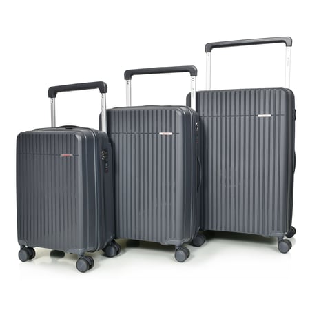 مورانو شنط سفر 3 حقائب لون رصاصي ضد الكسر مصنوع من البولي بروبلين PP