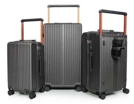 مورانو طقم شنط سفر فايبر يد عريض ثلاثة قطع لون رمادي