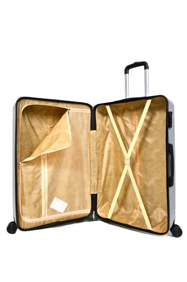 طقم شنط سفر مورانو فايبر بتصميم معينات احادية قوية 3 قطع سلفر