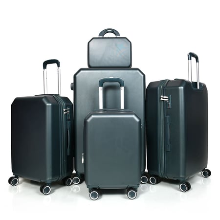 مورانو طقم شنط سفر فايبر من 5 قطع متين أخضر