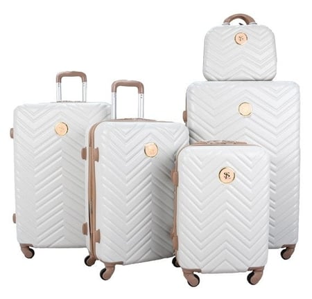 ستار لاين طقم شنط سفر فايبر بسحاب توسعة 5 قطع بيج و بني